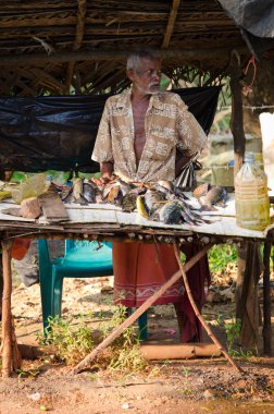 Traditional Sri Lankian open fish market clipart