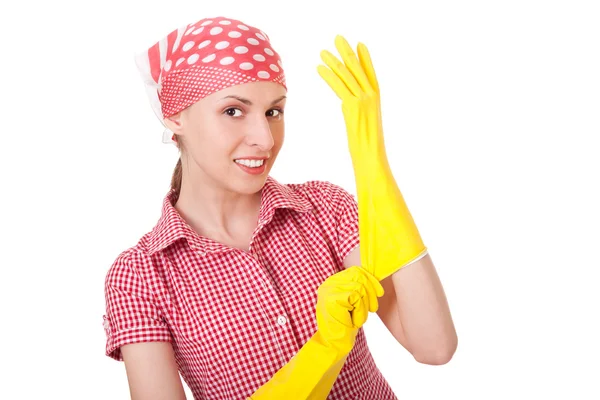 Cameriera donna è pronto per la pulizia — Foto Stock