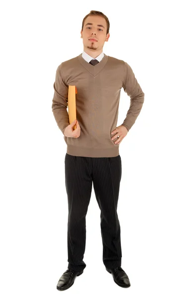 Serious man with a post package — Stock Photo, Image