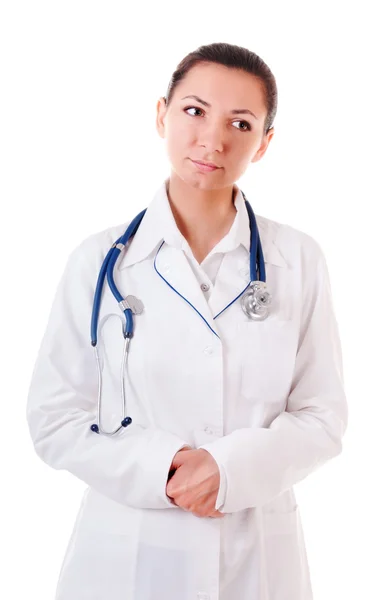 Allvarliga läkare på vit bakgrund — Stockfoto