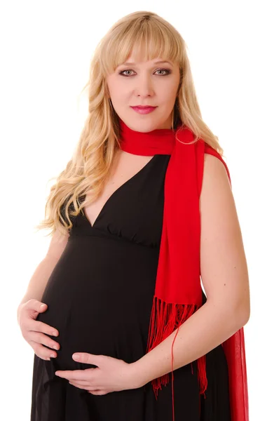 Belleza mujer embarazada en vestido de noche —  Fotos de Stock