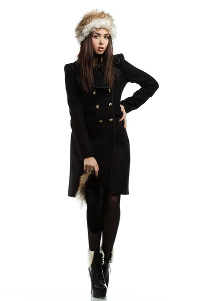 Gyönyörű divatos nő kabát — Stock Fotó