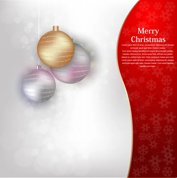 Elegant christmas background with baubles — Stock Vector