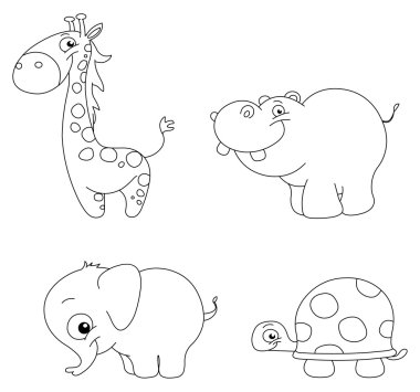Outlined cute animals