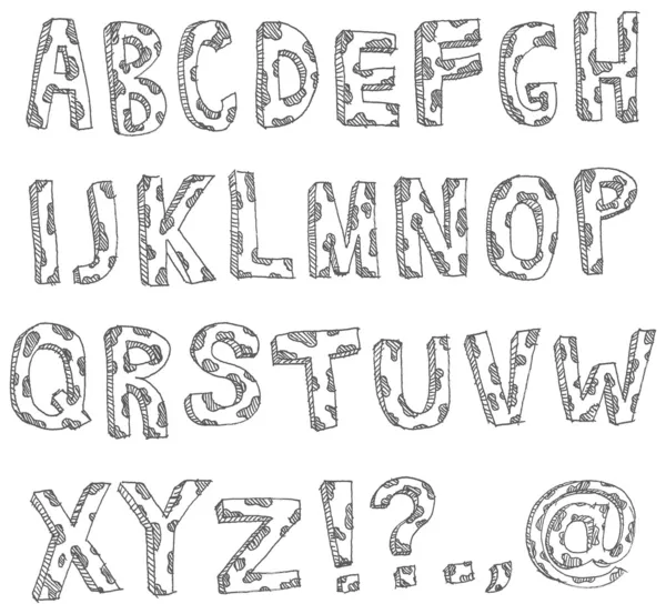 Handgezeichnetes Geflecktes Alphabet — Stockvektor