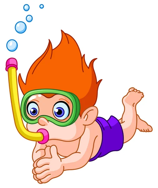Snorkeling enfant — Image vectorielle
