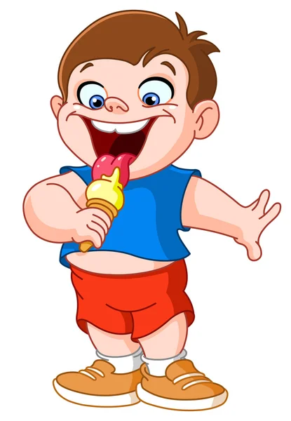 Kid eating icecream — Stock Vector