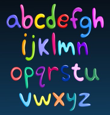 Lower case colorful spaghetti alphabet clipart