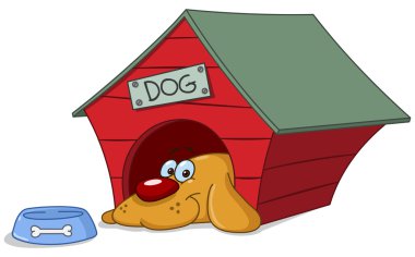 Dog in doghouse clipart