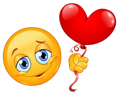 Emoticon with heart balloon clipart