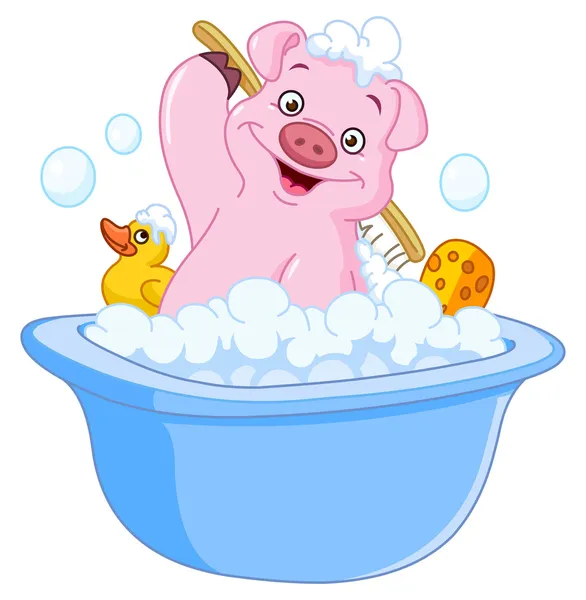 Cerdo tomando un baño — Archivo Imágenes Vectoriales
