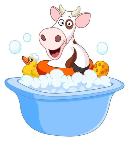 牛洗个澡 — 图库矢量图片