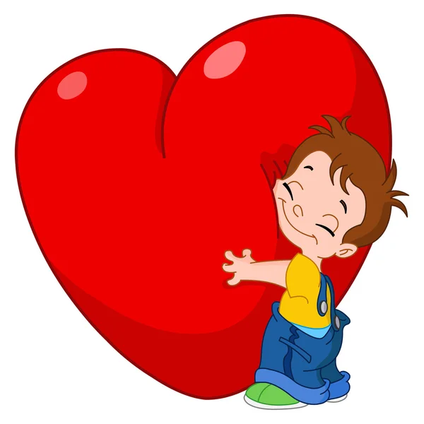 Enfant câlin coeur — Image vectorielle