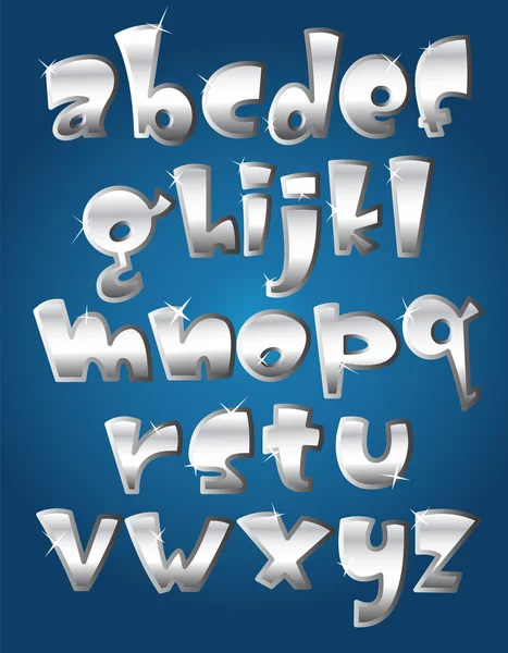 Alfabeto plateado minúsculas — Archivo Imágenes Vectoriales