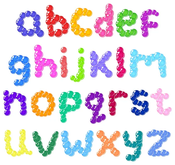Kleine letters bubbels alfabet — Stockvector