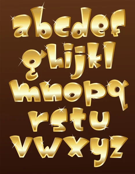 Lower case gold alphabet — Stock Vector