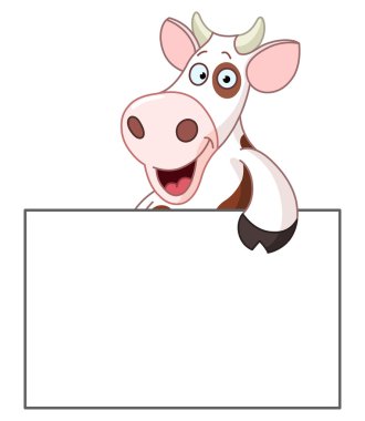 Cow with sign clipart