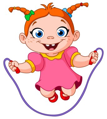 Girl with skipping rope clipart