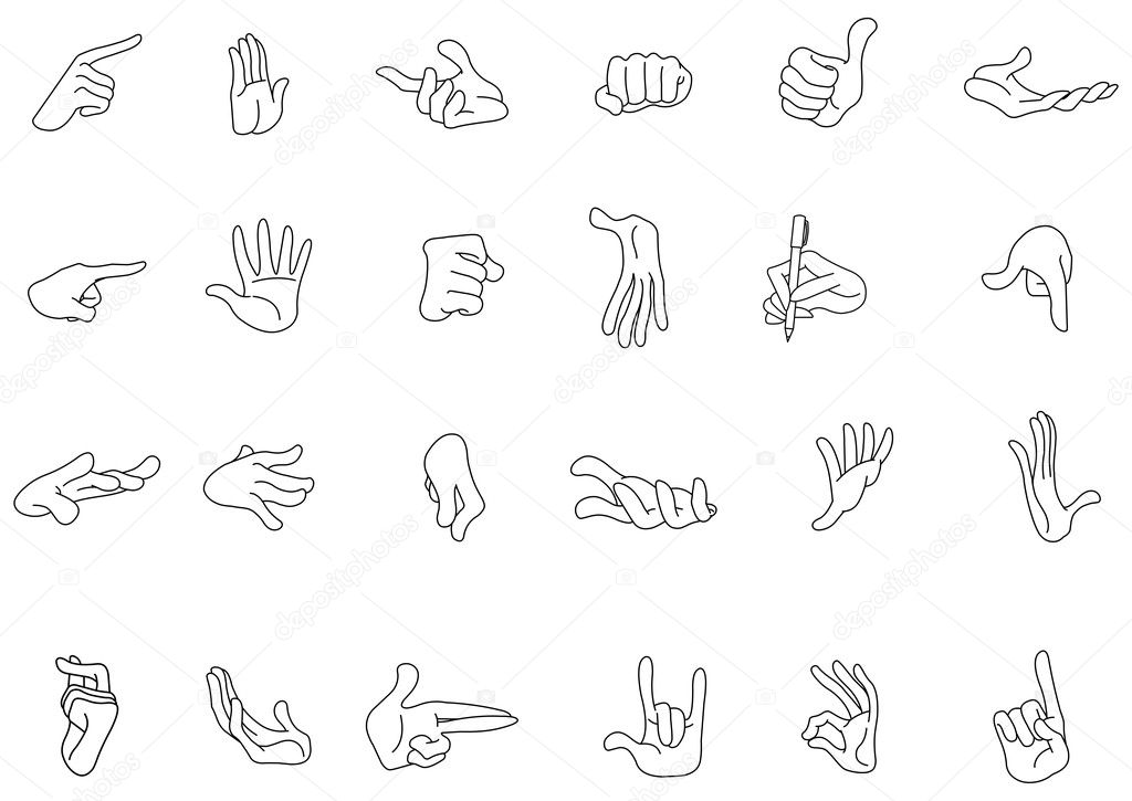 Outlined hand gestures
