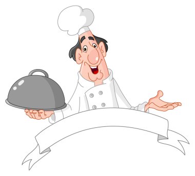 Chef with blank banner clipart