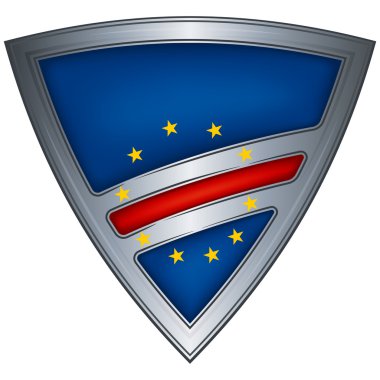 Steel shield with flag Cape Verde clipart