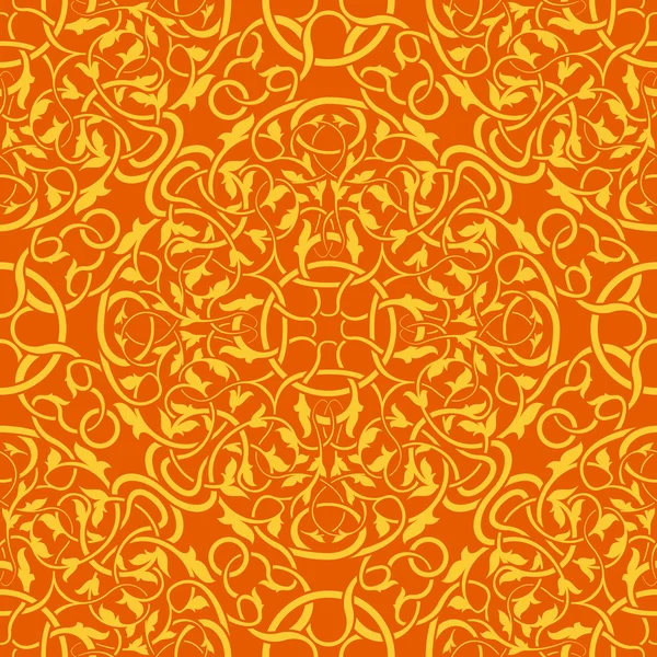 オレンジ色のシームレスな壁紙パターン — ストックベクタ