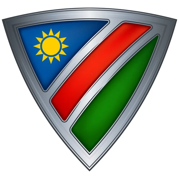 Stål sköld med flagga namibia — Stock vektor