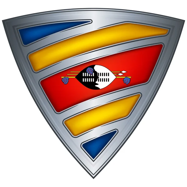 Escudo de aço com bandeira Suazilândia — Vetor de Stock