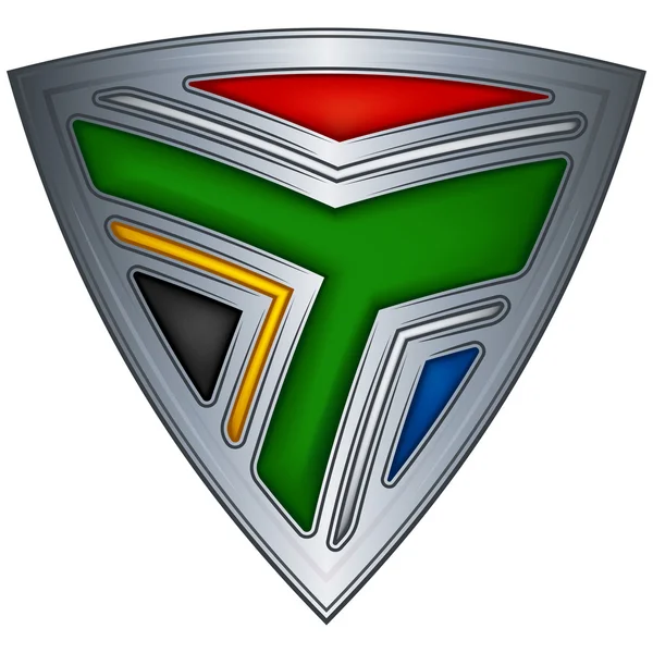 Bouclier en acier avec drapeau Afrique du Sud — Image vectorielle