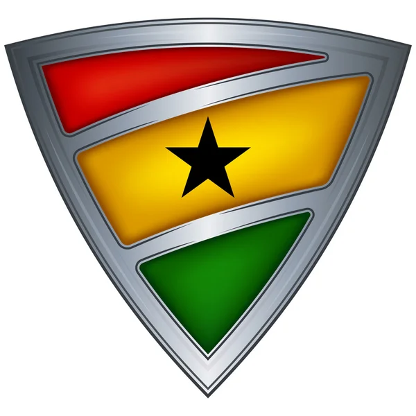 Perisai baja dengan bendera Ghana - Stok Vektor