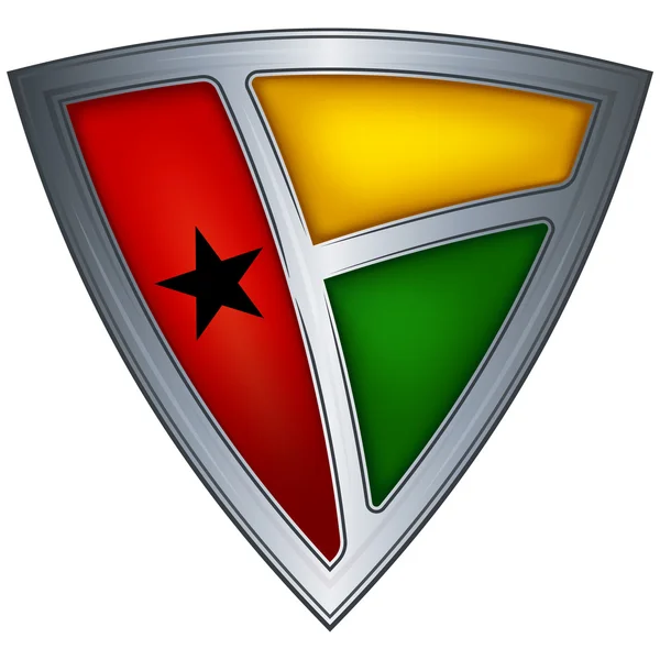 Bouclier en acier avec drapeau Guinée-Bissau — Image vectorielle