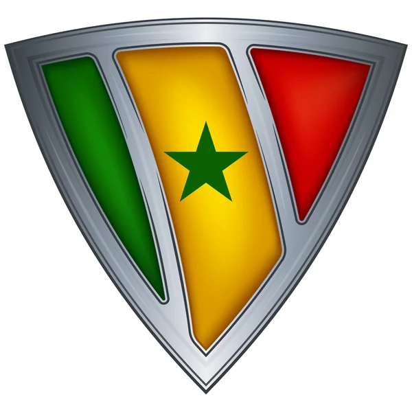 Escudo de acero con bandera Senegal — Vector de stock
