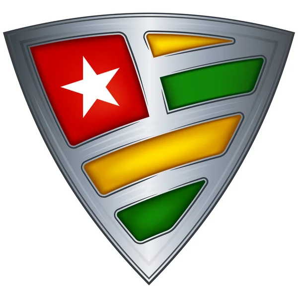 Scudo in acciaio con bandiera Togo — Vettoriale Stock