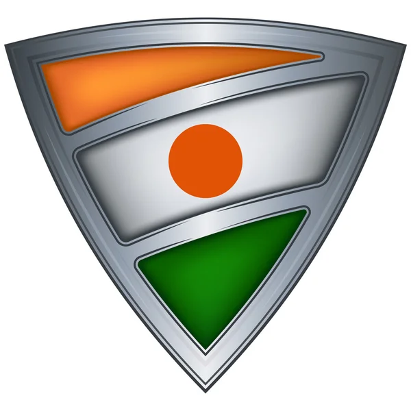 Стальной щит с флагом Нигера — стоковый вектор