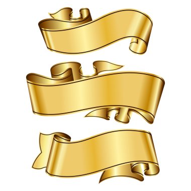 Gold ribbon collection clipart