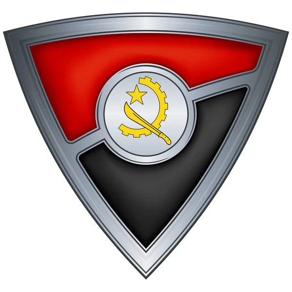Stahlschild mit Angola-Fahne — Stockvektor
