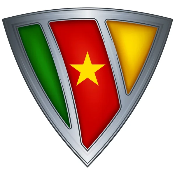 Bouclier en acier avec drapeau Cameroun — Image vectorielle