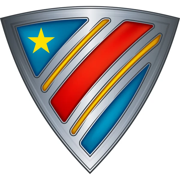 Escudo de aço com bandeira República Democrática do Congo — Vetor de Stock