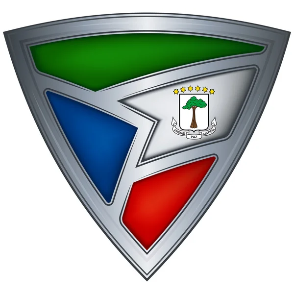 Escudo de aço com bandeira Guiné Equatorial —  Vetores de Stock