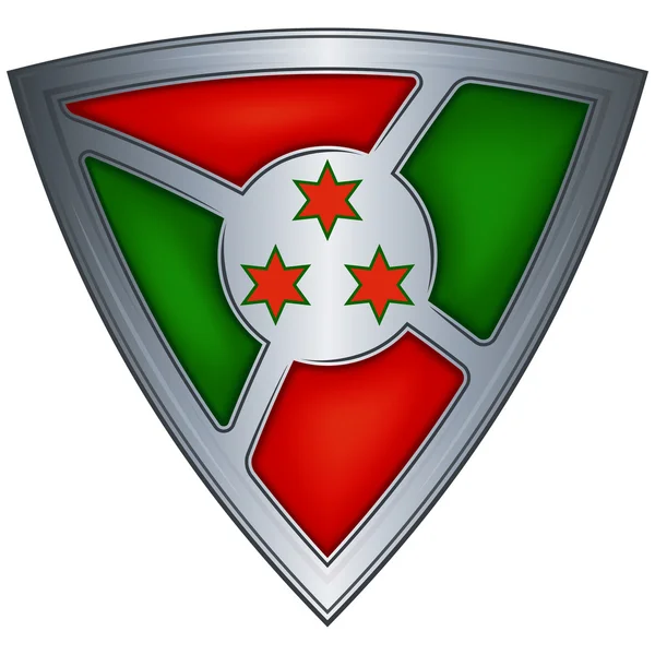 Escudo de acero con bandera Burundi — Vector de stock