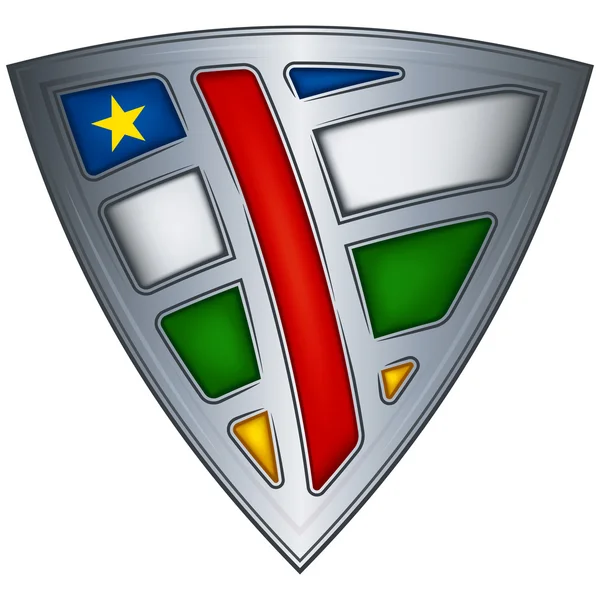 Escudo de aço com bandeira República Centro-Africana — Vetor de Stock