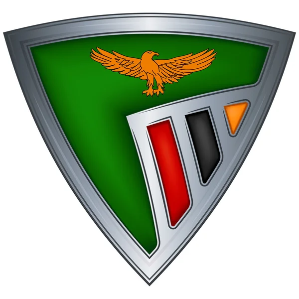 Escudo de acero con bandera Zambia — Vector de stock