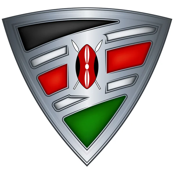 Escudo de acero con bandera Kenia — Vector de stock