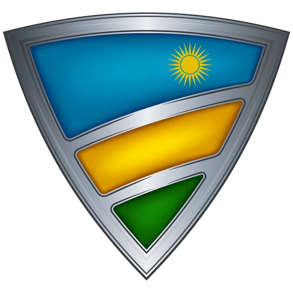 Escudo de acero con bandera Ruanda — Vector de stock