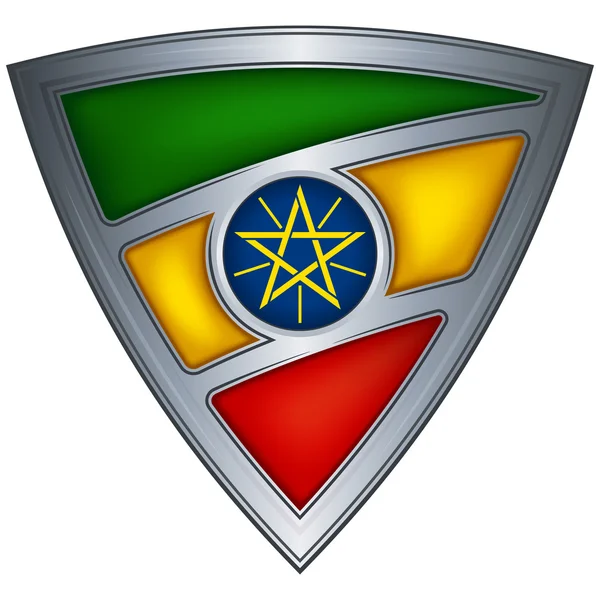 Χάλυβα ασπίδα με σημαία την Αιθιοπία — Διανυσματικό Αρχείο