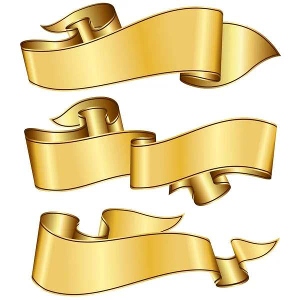 ゴールド リボン コレクション — ストックベクタ