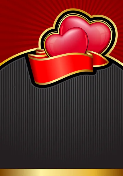 Valentijnsdag achtergrond met harten en lint — Stockvector