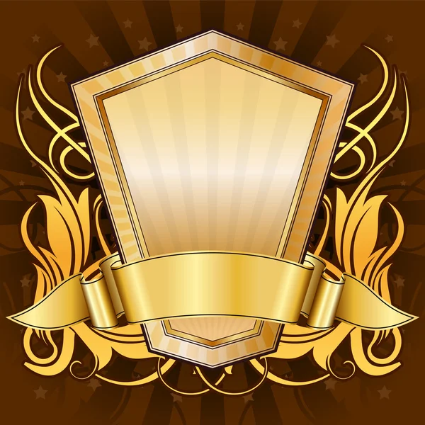 Cadre en or avec ruban — Image vectorielle