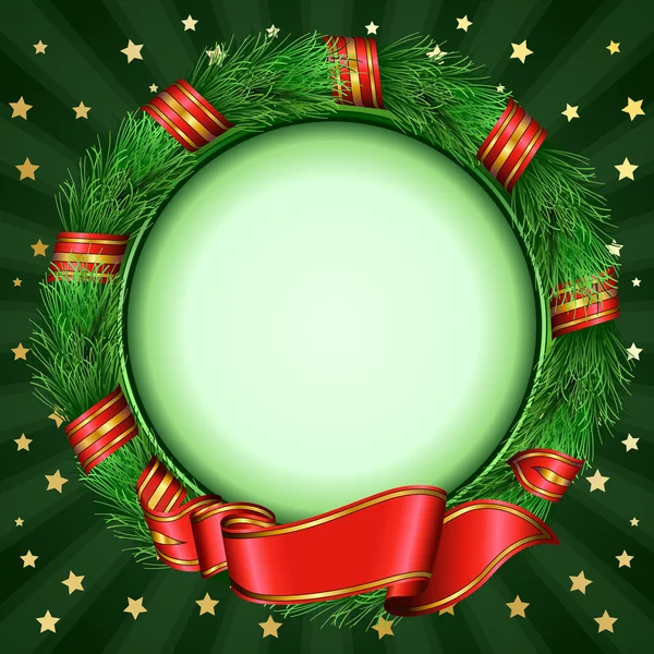 Christmas circle frame of fir branches — Stock Vector