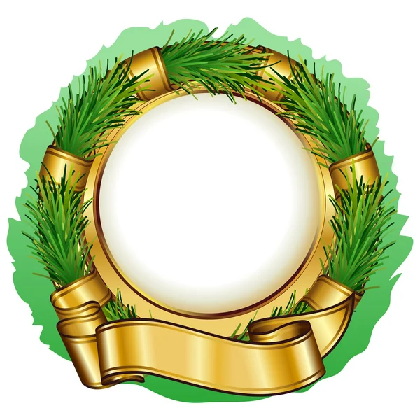 Kerstmis circulaire frame van Spar takken — Stockvector